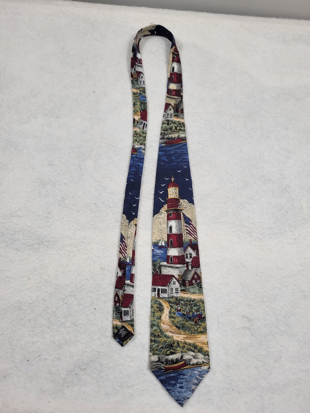 Vintage Van Heusen Americana Series "Lighting The Way" Lighthouse Silk Necktie